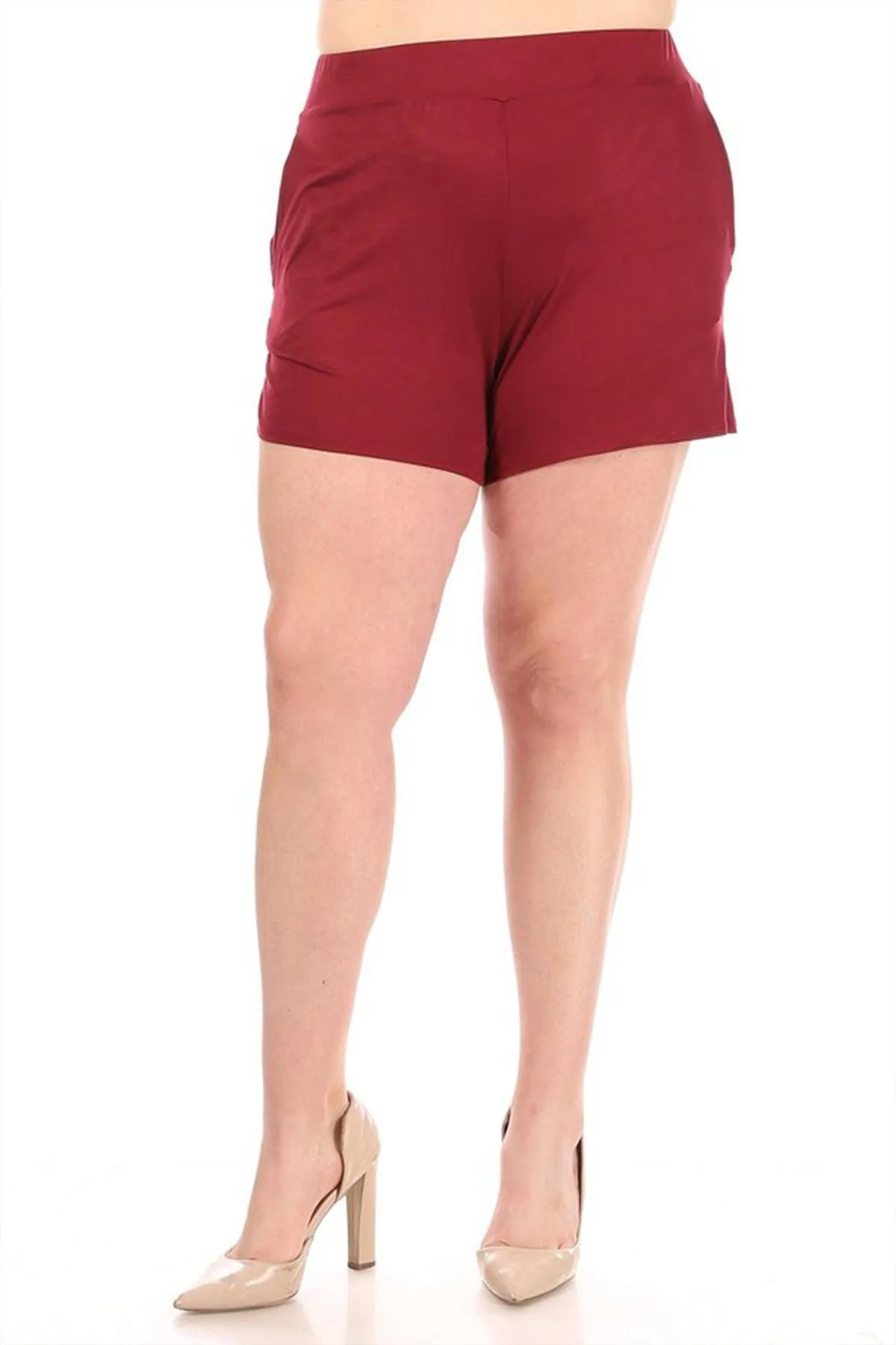 Women's Plus Size Casual Elastic High Waist Basic Short Pants