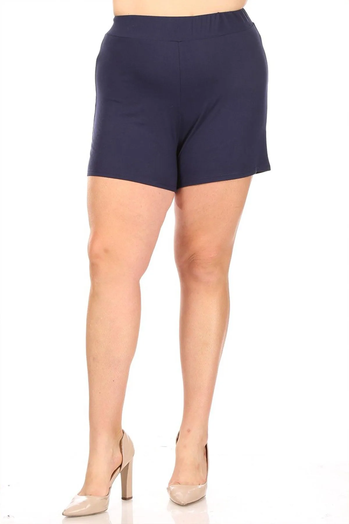 Women's Plus Size Casual Elastic High Waist Basic Short Pants