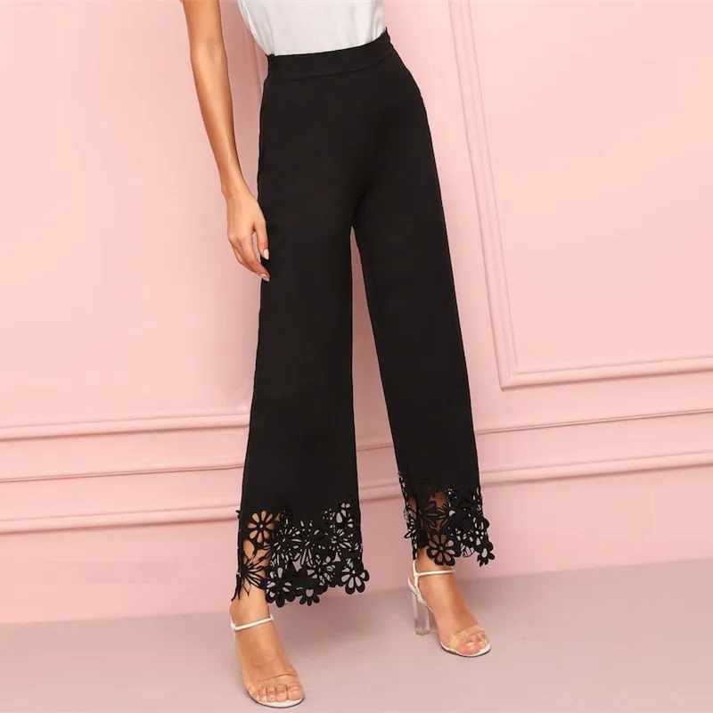 Women's Spring High Waist Hollow Out Pants
