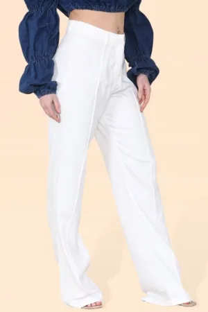 Women's White Wide Leg Pants - Casual, Breathable, High Waist, Slimming, Comfortable Palazzo Trousers for Women, Ideal for Yoga, Office Work, Dance, Vacation, School, Beach, Summer, and Cool Seasons