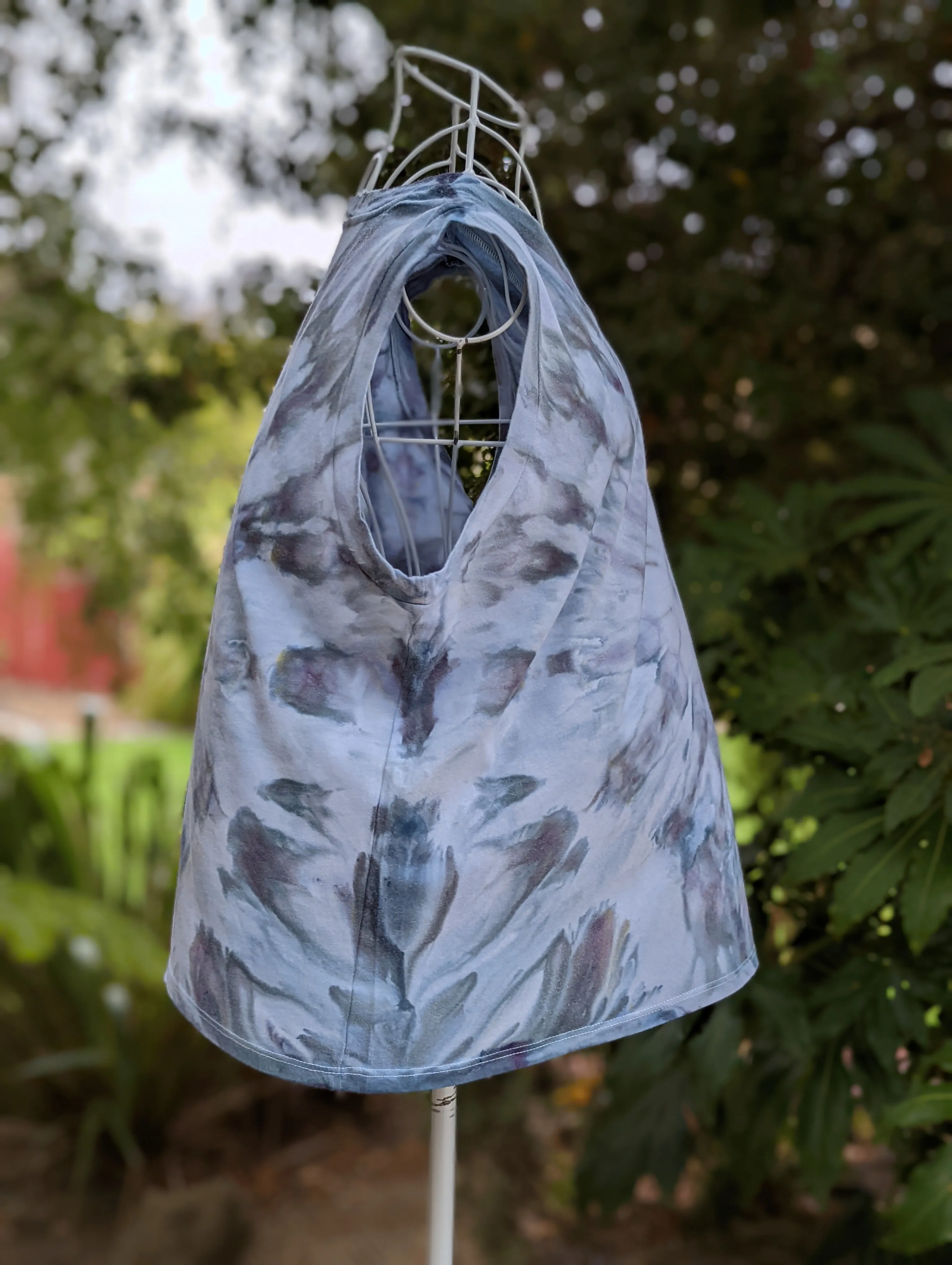 Women's XL Colander Spiral Pocket Tank Top in Cobalt and Shiitake
