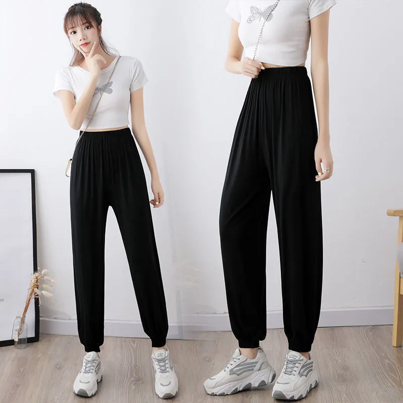 Yoga Pants Modal Sets Women Summer Lantern Loose Dance Outdoor Harem High Waist Plus Size Pants
