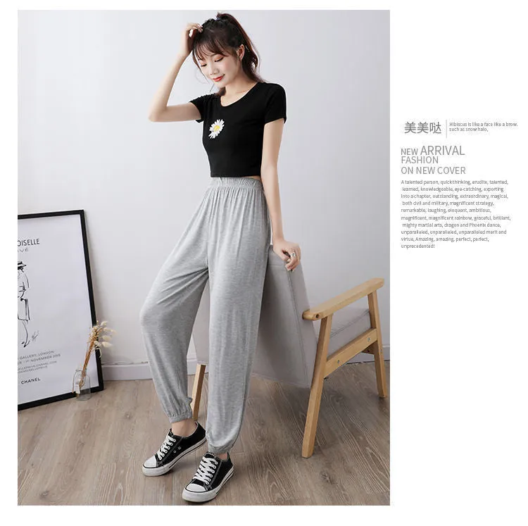 Yoga Pants Modal Sets Women Summer Lantern Loose Dance Outdoor Harem High Waist Plus Size Pants