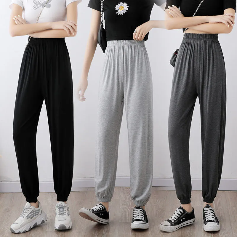 Yoga Pants Modal Sets Women Summer Lantern Loose Dance Outdoor Harem High Waist Plus Size Pants