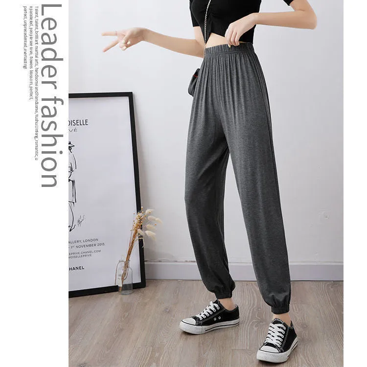 Yoga Pants Modal Sets Women Summer Lantern Loose Dance Outdoor Harem High Waist Plus Size Pants