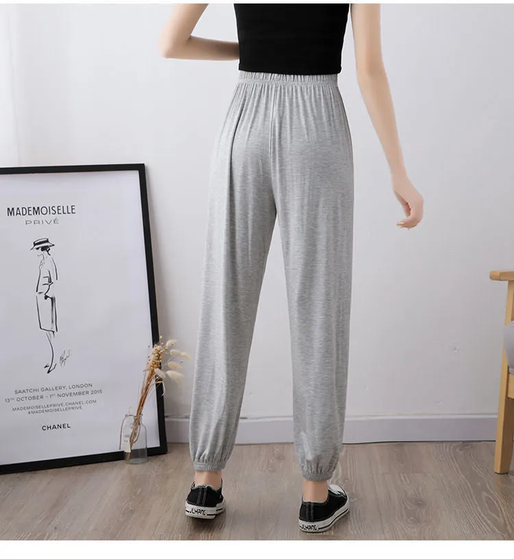 Yoga Pants Modal Sets Women Summer Lantern Loose Dance Outdoor Harem High Waist Plus Size Pants