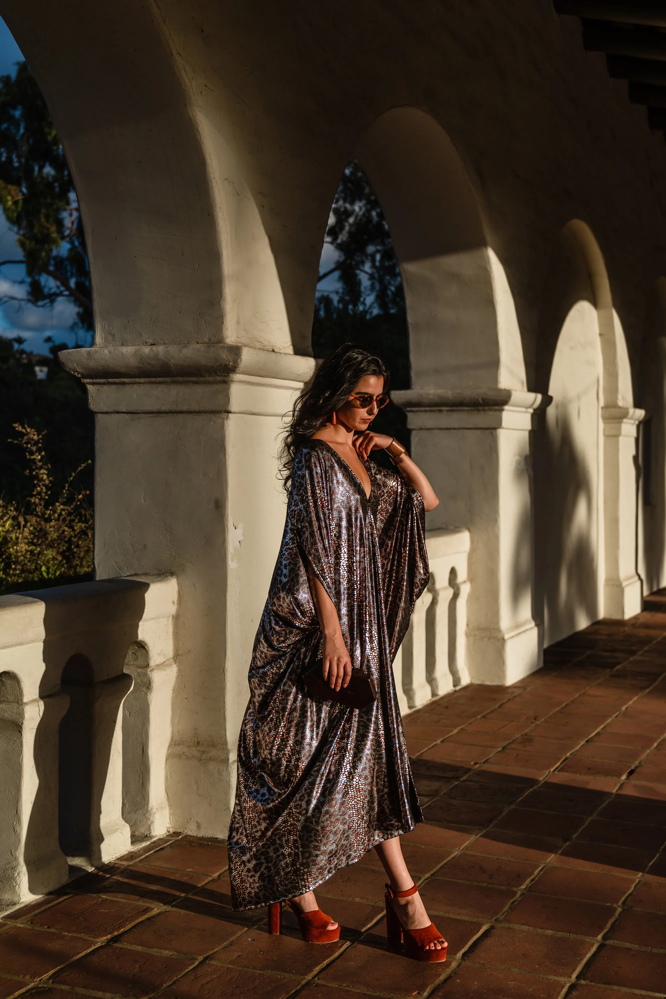Zanzibar Zebra Longline Caftan with Sleeves